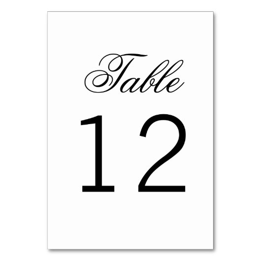 Élégant Script classique Numéro de table classique (Par défaut)
