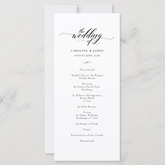 Élégant Script classique Programme de mariage avan (Devant)