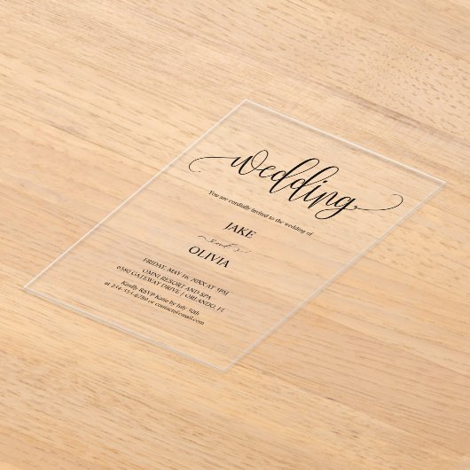 Elegant Script Clear Acrylic Wedding Invitation (Poser)