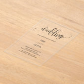 Elegant Script Clear Acrylic Wedding Invitation Acryl Uitnodigingen (Laagn)