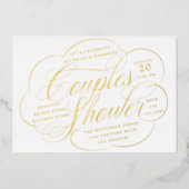 Elegant Script Cloud Flourishes Couples Shower Folie Uitnodiging (Voorkant)
