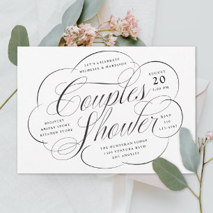 Elegant Script Cloud Flourishes Couples Shower Kaart