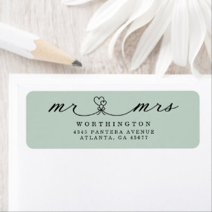 Élégant Script Coeurs M & Mme Mariage Étiquette