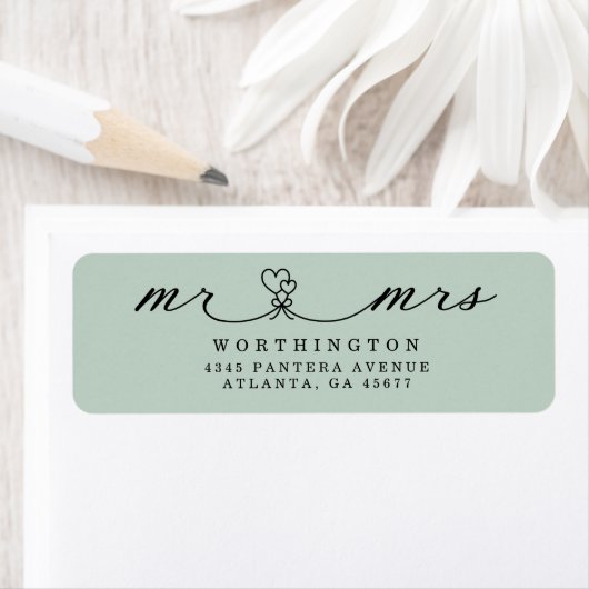 Élégant Script Coeurs M & Mme Mariage Étiquette (En situation)