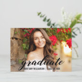 Elegant Script College Afstudeerfoto Aankondiging (Staand voorkant)