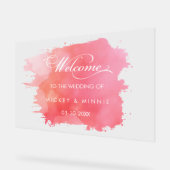 Élégant Script Couleur d'eau rose Mariage de bienv (Angle)