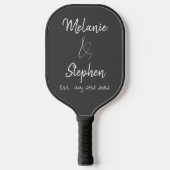 Elegant Script Couple Names Date Typografie Gray Pickleball Paddle (Voorkant)