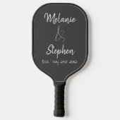 Elegant Script Couple Names Date Typografie Gray Pickleball Paddle (Achterkant)