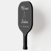 Elegant Script Couple Names Date Typografie Gray Pickleball Paddle (Links)