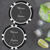 Elegant Script Couple Names Date Typografie Gray Poker Chips