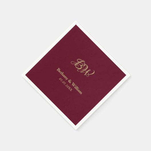 Elegant Script Couples Monogram Weddenschap Napkin Servet (Hoek)