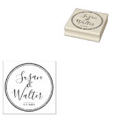 Elegant Script Couple's Namen Met Bruiloft Datum Rubberstempel (Gestempeld)