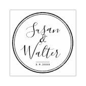 Elegant Script Couple's Namen Met Bruiloft Datum Rubberstempel (Afrduk)