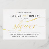 Elegant Script Couple's Shower Gold Foil Folie Uitnodiging (Voorkant)