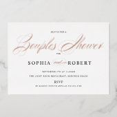 Elegant Script Couples Shower Roos Gold Folie Uitnodiging (Voorkant)