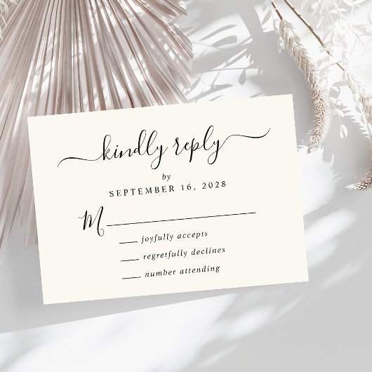 Elegant Script Cream Bruiloft RSVP Kaartje
