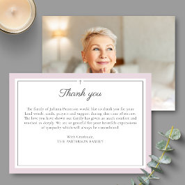 Elegant Script Cross Funeral Photo Dank je kaart