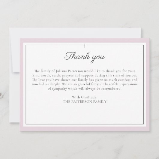 Elegant Script Cross Funeral Photo Dank je kaart (Voorkant)