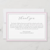 Elegant Script Cross Pink begrafenis Dank u kaart (Voorkant)