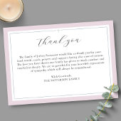 Élégant Script Cross Pink Funeral Carte de remerci