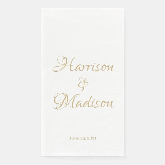 Elegant Script Custom Couple Names Date Weddenscha Servet (Voorkant)