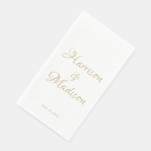Elegant Script Custom Couple Names Date Weddenscha Servet (Hoek)