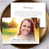 Elegant Script Custom Funeral Photo Dank u kaart