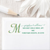 Elegant Script Custom Gold Green Monogram Naam Etiket (Insitu)
