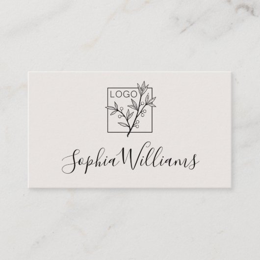 Elegant Script Custom Logo Modern Off-White Visitekaartje (Voorkant)