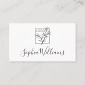 Elegant Script Custom Logo Modern White Visitekaartje (Voorkant)