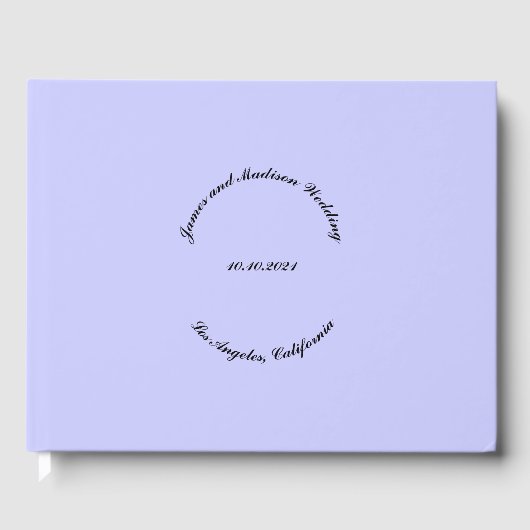 Elegant Script Custom Name date lavender bruiloft Gastenboek (Voorkant)