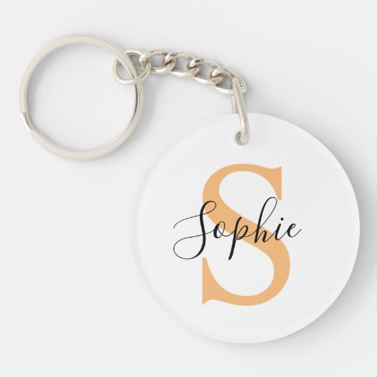 Elegant Script Custom Name Personalized Gift Sleutelhanger (Voorkant)