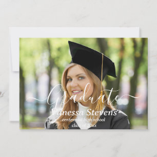 Elegant Script Custom Photo Afstuderen Aankondiging