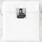 Elegant Script Custom Photo bedankt Afstuderen Vierkante Sticker (Tas)