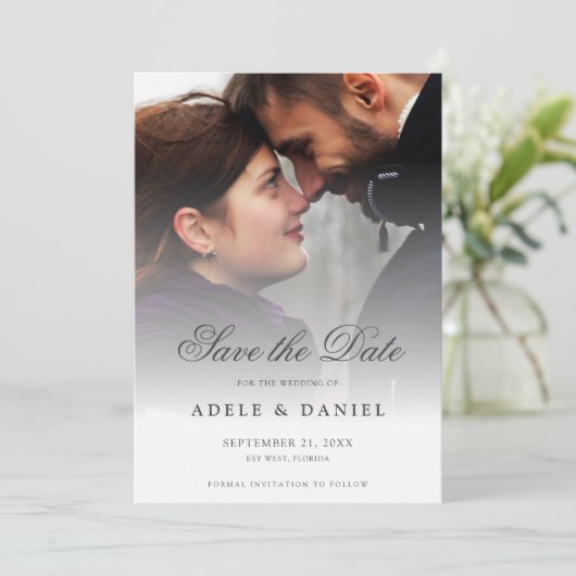 Elegant Script Custom Photo Save the Date Wedding (Staand voorkant)