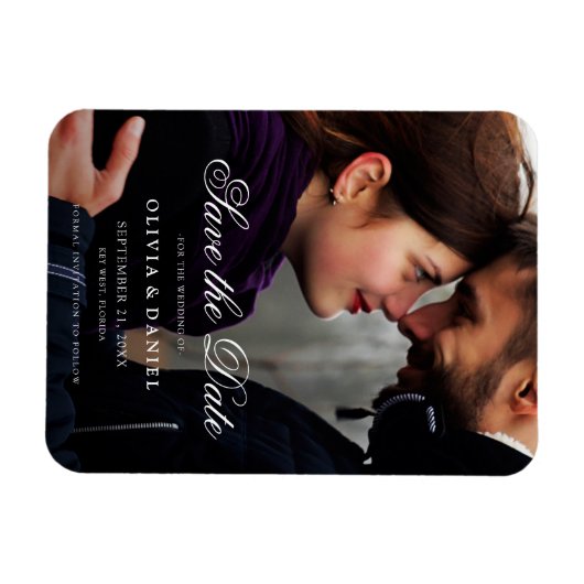 Elegant Script Custom Photo Save the Date Wedding Magneet (Horizontaal)