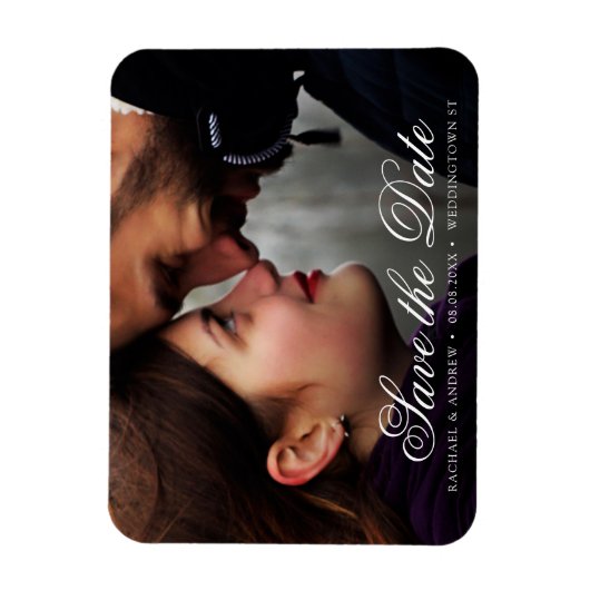 Elegant Script Custom Photo Save the Date Wedding Magneet (Verticaal)