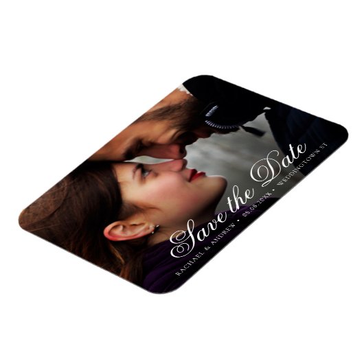 Elegant Script Custom Photo Save the Date Wedding Magneet (Linkerzijde)