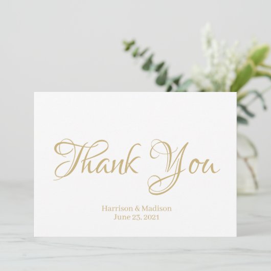 Elegant Script Custom Wedding Hartelijk dank Kaart (Staand voorkant)