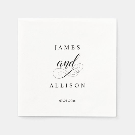 Elegant Script Custom Wedding Monogram Napkins Servet (Voorkant)