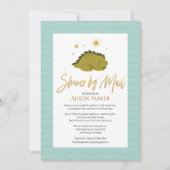 Elegant Script Cute Green Dinosaur Shower by Mail Kaart (Voorkant)