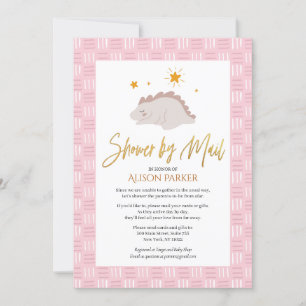 Elegant Script Cute Pink Dinosaur Shower by Mail Kaart