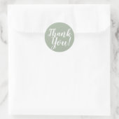 Elegant Script Dank Je Sage Groene Favor Ronde Sticker (Tas)