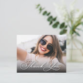 Elegant Script Dank u Foto Afstuderen Briefkaart (Staand voorkant)