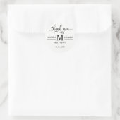 Elegant script dank u | Zwart-wit bruiloft Ronde Sticker (Tas)