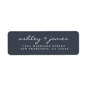 Elegant Script Dark Blue Wedding Return Address Etiket