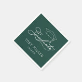 Elegant Script Dark Green Afstuderen Napkins Servet (Hoek)