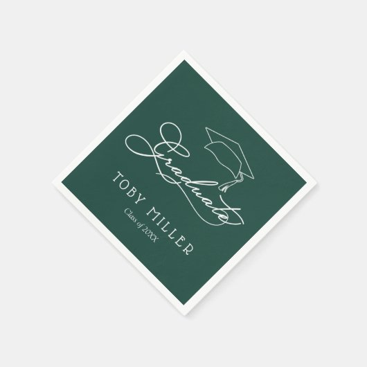 Elegant Script Dark Green Afstuderen Napkins Servet (Hoek)