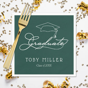Elegant Script Dark Green Afstuderen Napkins Servet
