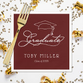 Elegant Script Dark Maroon Afstuderen Napkins Servet